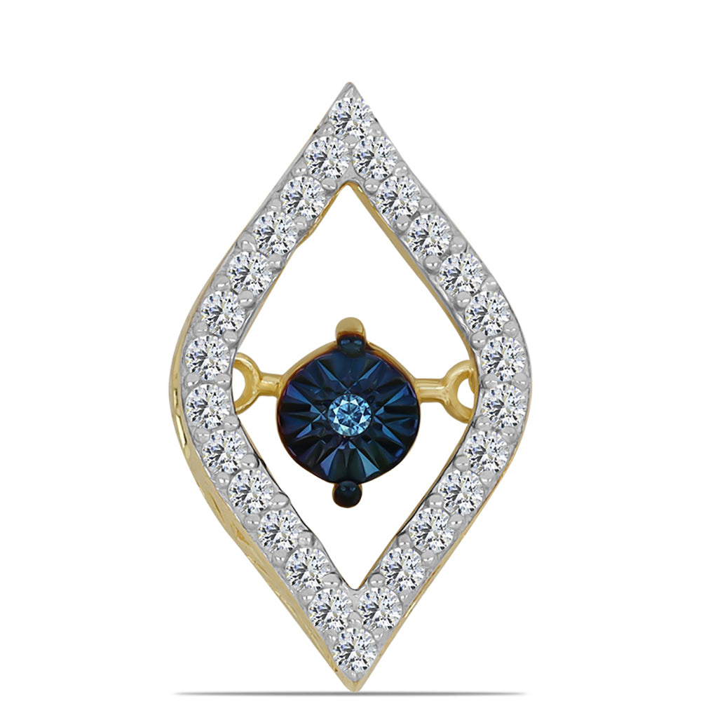 Pandantiv din Argint 925 Placat cu Aur ( 0.96 grame ) cu Diamant Albastru Dansator și Topaz Alb 0.24 Carate