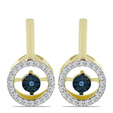 Cercei din Argint 925 Placat cu Aur ( 3.74 grame ) cu Diamant Albastru Dansator și Topaz Alb 0.38 Carate