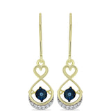 Cercei din Argint 925 Placat cu Aur ( 2.81 grame ) cu Diamant Albastru Dansator și Topaz Alb 0.12 Carate