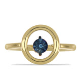 Inel din Argint 925 Placat cu Aur ( 2.34 grame ) cu Diamant Albastru Dansator 0.01 Carate