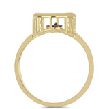 Inel din Argint 925 Placat cu Aur ( 2.34 grame ) cu Diamant Albastru Dansator 0.01 Carate