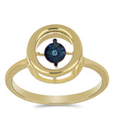 Inel din Argint 925 Placat cu Aur ( 2.34 grame ) cu Diamant Albastru Dansator 0.01 Carate