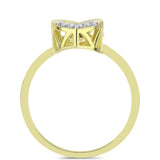 Inel din Argint 925 Placat cu Aur ( 2.08 grame ) cu Diamant Albastru Dansator și Topaz Alb 0.05 Carate