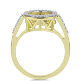 Inel din Argint 925 Placat cu Aur ( 2.99 grame ) cu Diamant Albastru Dansator și Topaz Alb 0.31 Carate