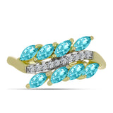Inel din Argint 925 Placat cu Aur ( 3.26 grame ) cu Cuarț Paraiba și Topaz Alb 1.03 Carate