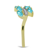 Inel din Argint 925 Placat cu Aur ( 3.26 grame ) cu Cuarț Paraiba și Topaz Alb 1.03 Carate