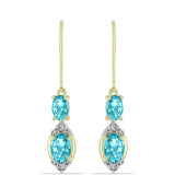 Cercei din Argint 925 Placat cu Aur ( 2.68 grame ) cu Cuarț Paraiba și Topaz Alb 2.24 Carate
