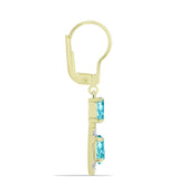 Cercei din Argint 925 Placat cu Aur ( 2.68 grame ) cu Cuarț Paraiba și Topaz Alb 2.24 Carate