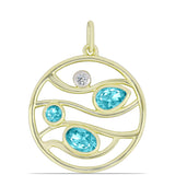 Pandantiv din Argint 925 Placat cu Aur ( 2.83 grame ) cu Cuarț Paraiba și Topaz Alb 0.89 Carate