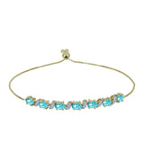 Brățară din Argint 925 Placat cu Aur ( 5.57 grame ) cu Cuarț Paraiba și Topaz Alb 2.9 Carate