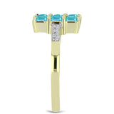 Inel din Argint 925 Placat cu Aur ( 3 grame ) cu Cuarț Paraiba și Topaz Alb 1.23 Carate