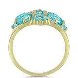 Inel din Argint 925 Placat cu Aur ( 3.5 grame ) cu Cuarț Paraiba și Topaz Alb 3.09 Carate