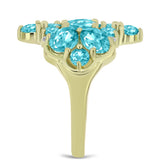 Inel din Argint 925 Placat cu Aur ( 3.5 grame ) cu Cuarț Paraiba și Topaz Alb 3.09 Carate