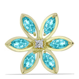 Inel din Argint 925 Placat cu Aur ( 4.86 grame ) cu Cuarț Paraiba și Topaz Alb 2.68 Carate
