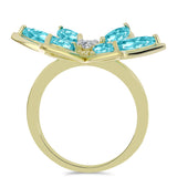 Inel din Argint 925 Placat cu Aur ( 4.86 grame ) cu Cuarț Paraiba și Topaz Alb 2.68 Carate