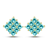 Cercei din Argint 925 Placat cu Aur ( 3.95 grame ) cu Cuarț Paraiba 2.29 Carate