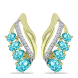Cercei din Argint 925 Placat cu Aur ( 4.72 grame ) cu Cuarț Paraiba și Topaz Alb 2.07 Carate