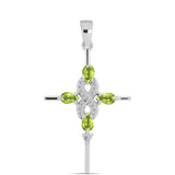Cruce Pandantiv din Argint 925 ( 2.23 grame ) cu Peridot Changbai și Topaz Alb 1 Carate