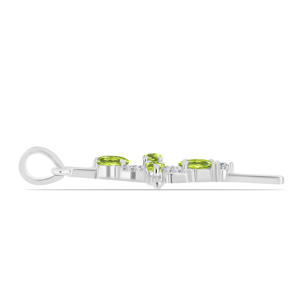 Cruce Pandantiv din Argint 925 ( 2.23 grame ) cu Peridot Changbai și Topaz Alb 1 Carate