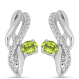 Cercei din Argint 925 ( 3.44 grame ) cu Peridot Changbai și Topaz Alb 0.59 Carate