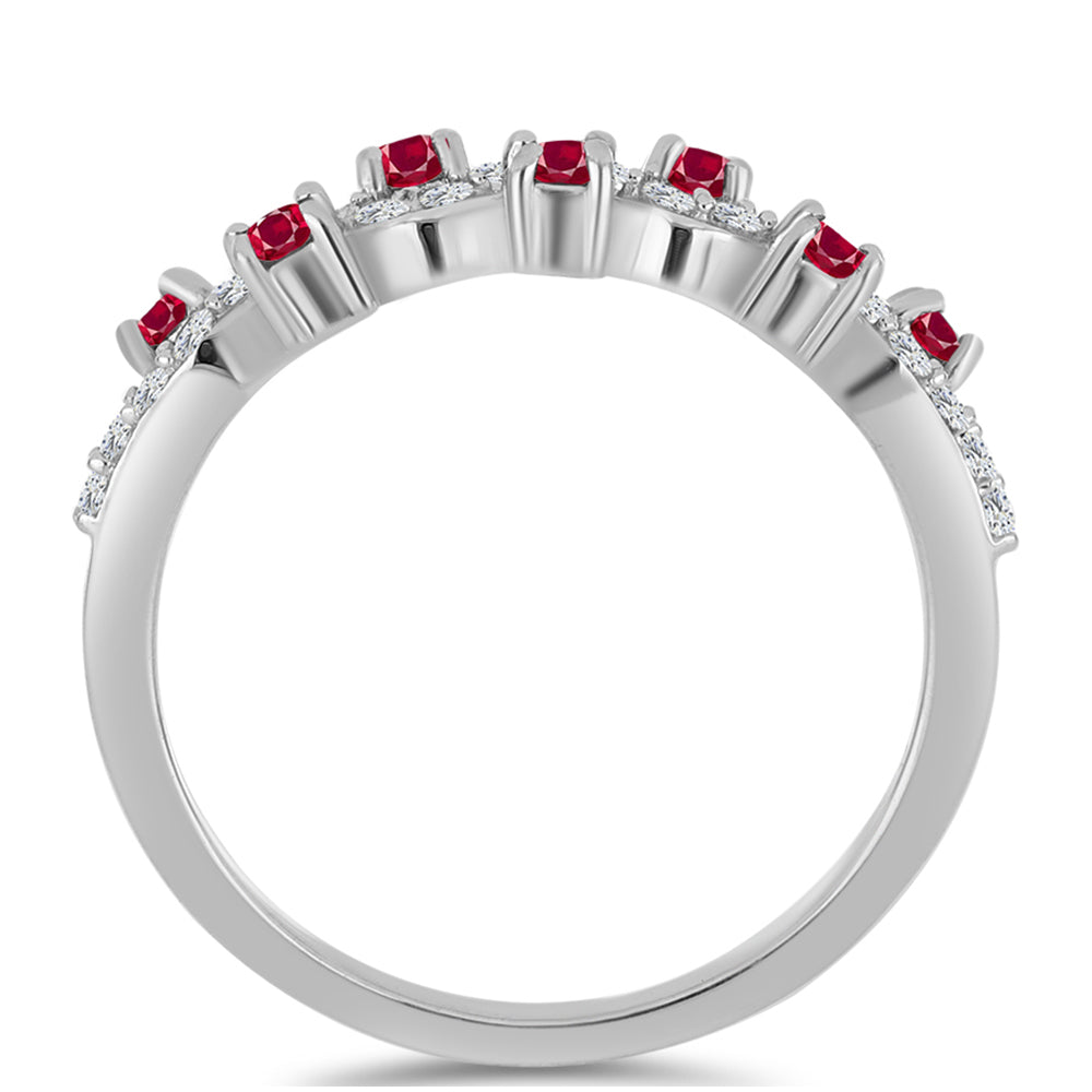 Inel din Argint 925 ( 2.09 grame ) cu Rubin Malagasy și Topaz Alb 0.6 Carate