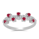 Inel din Argint 925 ( 2.09 grame ) cu Rubin Malagasy și Topaz Alb 0.6 Carate