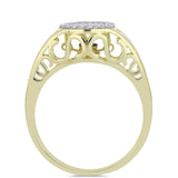 Inel din Argint 925 Placat cu Aur ( 3.46 grame ) cu Diamant Albastru Dansator și Topaz Alb 0.19 Carate