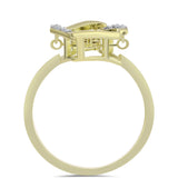 Inel din Argint 925 Placat cu Aur ( 2.3 grame ) cu Diamant Albastru Dansator și Topaz Alb 0.06 Carate