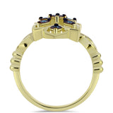Inel din Argint 925 Placat cu Aur ( 4.27 grame ) cu Diamant Albastru Dansator 0.06 Carate