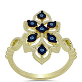 Inel din Argint 925 Placat cu Aur ( 4.27 grame ) cu Diamant Albastru Dansator 0.06 Carate