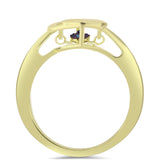 Inel din Argint 925 Placat cu Aur ( 3.19 grame ) cu Diamant Albastru Dansator 0.01 Carate