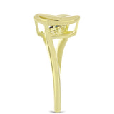 Inel din Argint 925 Placat cu Aur ( 3.19 grame ) cu Diamant Albastru Dansator 0.01 Carate