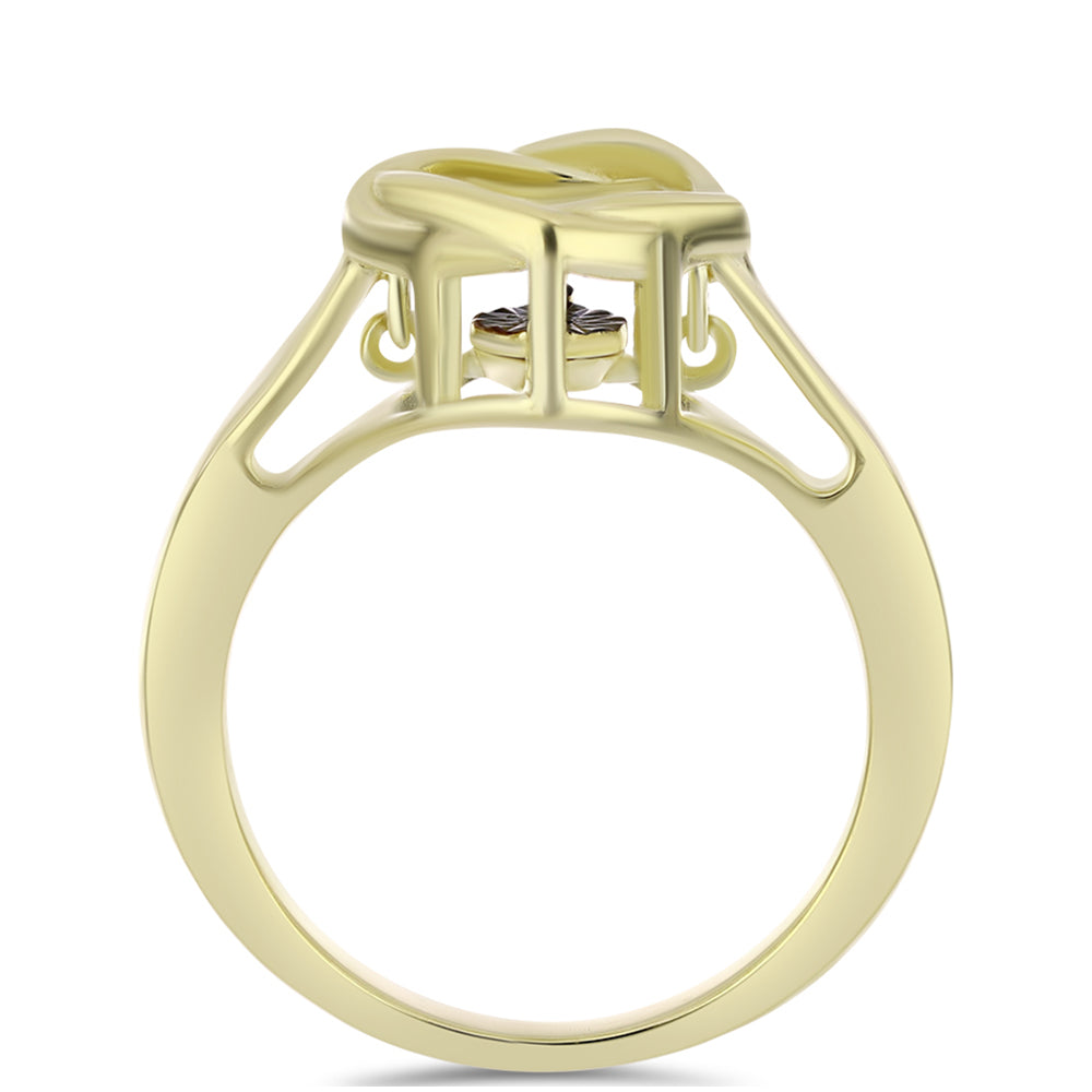 Inel din Argint 925 Placat cu Aur ( 3.24 grame ) cu Diamant Albastru Dansator 0.01 Carate