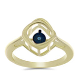 Inel din Argint 925 Placat cu Aur ( 3.24 grame ) cu Diamant Albastru Dansator 0.01 Carate
