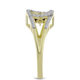 Inel din Argint 925 Placat cu Aur ( 3.44 grame ) cu Diamant Albastru Dansator și Topaz Alb 0.35 Carate