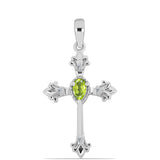 Cruce Pandantiv din Argint 925 ( 1.86 grame ) cu Peridot Changbai și Topaz Alb 0.28 Carate