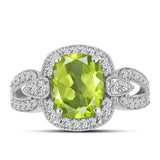 Inel din Argint 925 ( 3.48 grame ) cu Peridot Changbai și Topaz Alb 3.11 Carate