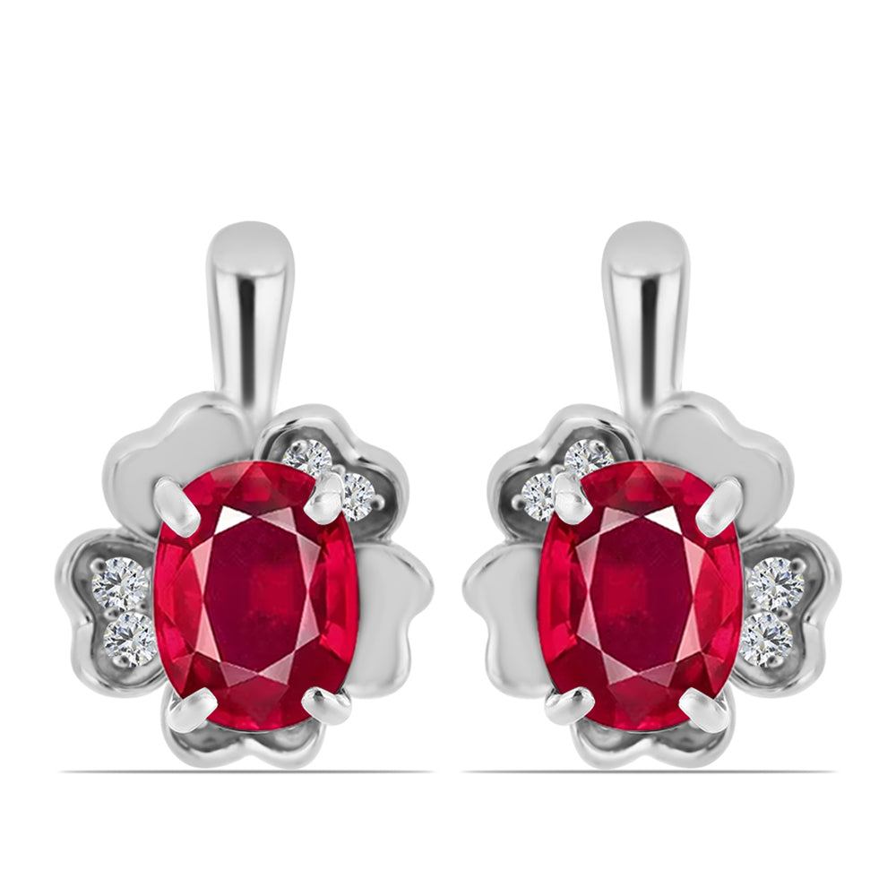 Cercei din Argint 925 ( 4.3 grame ) cu Rubin Malagasy și Topaz Alb 3.78 Carate