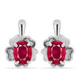 Cercei din Argint 925 ( 4.3 grame ) cu Rubin Malagasy și Topaz Alb 3.78 Carate