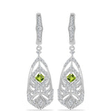 Cercei din Argint 925 ( 5.8 grame ) cu Peridot Changbai și Topaz Alb 1.57 Carate
