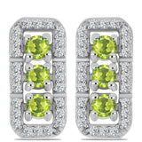 Cercei din Argint 925 ( 4.78 grame ) cu Peridot Changbai și Topaz Alb 1.18 Carate