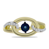Inel din Argint 925 Placat cu Aur ( 4.51 grame ) cu Diamant Albastru Dansator și Topaz Alb 0.18 Carate
