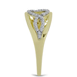 Inel din Argint 925 Placat cu Aur ( 3.71 grame ) cu Diamant Albastru Dansator și Topaz Alb 0.38 Carate