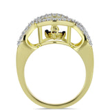 Inel din Argint 925 Placat cu Aur ( 3.8 grame ) cu Diamant Albastru Dansator și Topaz Alb 0.39 Carate