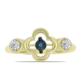 Inel din Argint 925 Placat cu Aur ( 2.91 grame ) cu Diamant Albastru Dansator și Topaz Alb 0.27 Carate