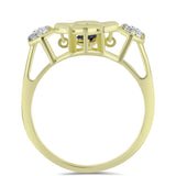 Inel din Argint 925 Placat cu Aur ( 2.91 grame ) cu Diamant Albastru Dansator și Topaz Alb 0.27 Carate