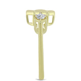 Inel din Argint 925 Placat cu Aur ( 2.91 grame ) cu Diamant Albastru Dansator și Topaz Alb 0.27 Carate