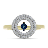 Inel din Argint 925 Placat cu Aur ( 3.3 grame ) cu Diamant Albastru Dansator și Topaz Alb 0.46 Carate
