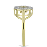 Inel din Argint 925 Placat cu Aur ( 3.3 grame ) cu Diamant Albastru Dansator și Topaz Alb 0.46 Carate