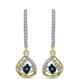 Cercei din Argint 925 Placat cu Aur ( 3.31 grame ) cu Diamant Albastru Dansator și Topaz Alb 0.43 Carate